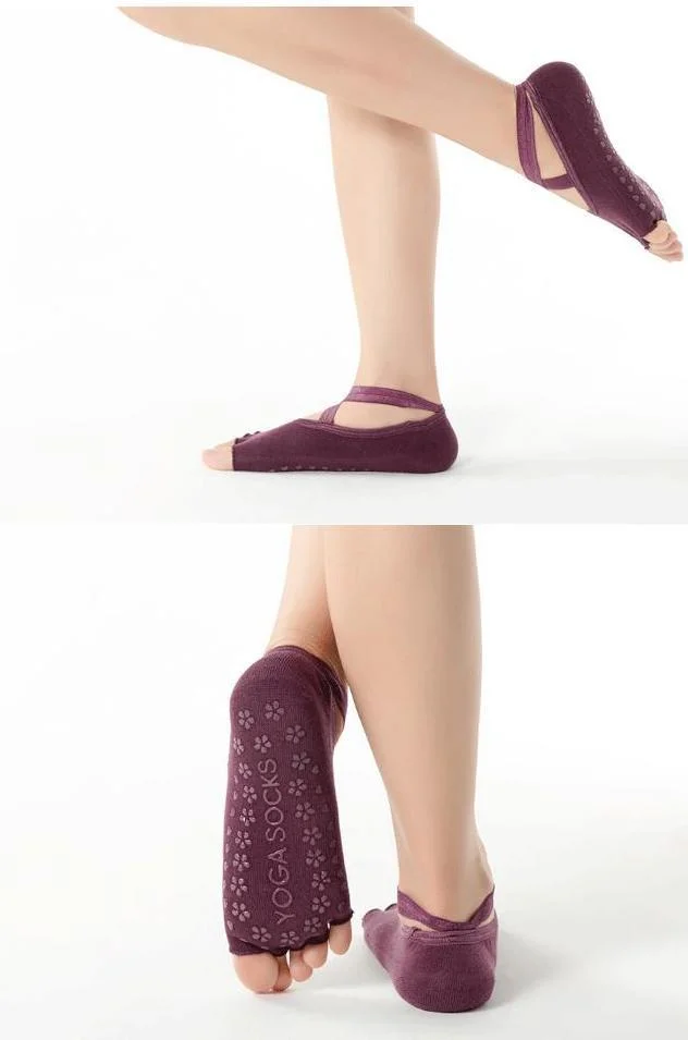 Factory Wholesale Soft Cozy Open Toe Nonslip Yoga Socks with PVC Dots