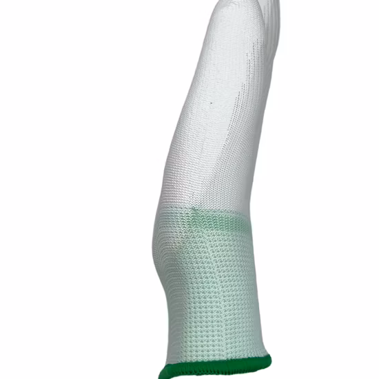 En388 ANSI5 ナイロン & Hppe & グラスファイバーライナー PU (ポリウレタン) コーティングされた耐切創性切断防止作業安全手の保護ニット手袋